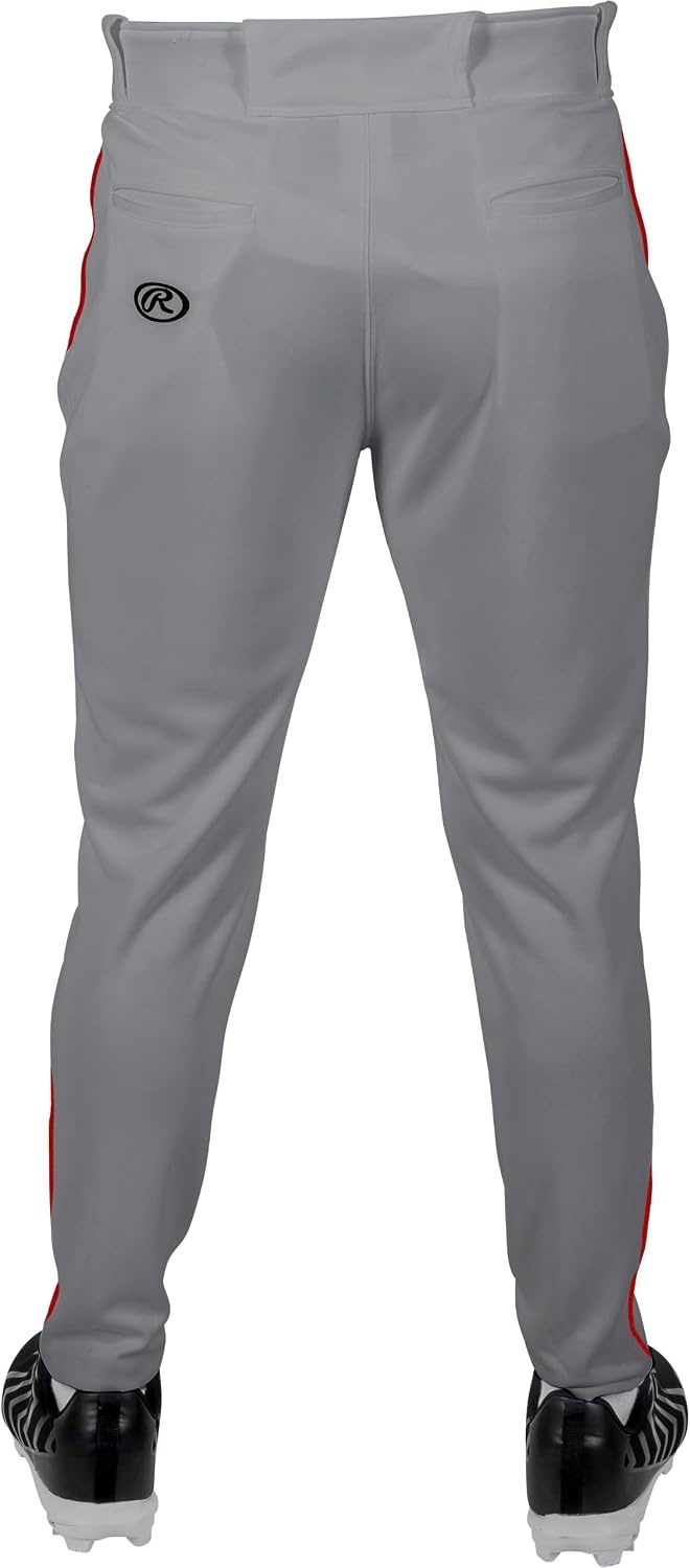 image:imageRawlings Boys Pro 150 Series Baseball Pants  Tapered Jogger Fit  Youth Sizes  Piped  Multiple ColorsGrey  Scarlet