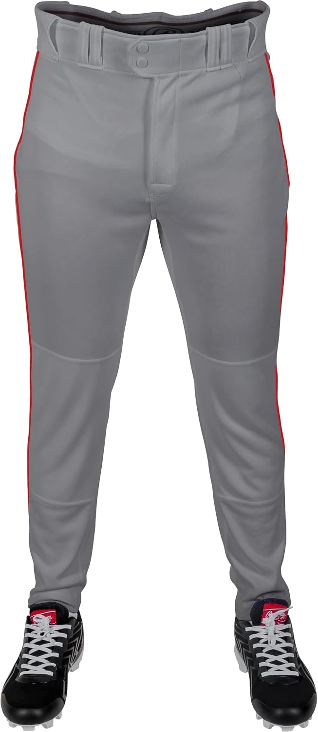 image:imageRawlings Boys Pro 150 Series Baseball Pants  Tapered Jogger Fit  Youth Sizes  Piped  Multiple ColorsGrey  Scarlet