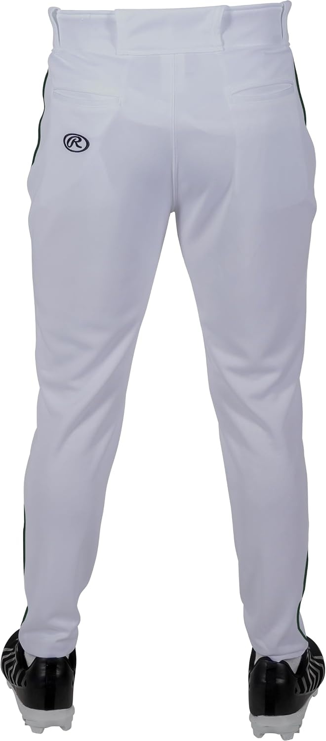 image:imageRawlings Boys Pro 150 Series Baseball Pants  Tapered Jogger Fit  Youth Sizes  Piped  Multiple ColorsWhite  Dark Green