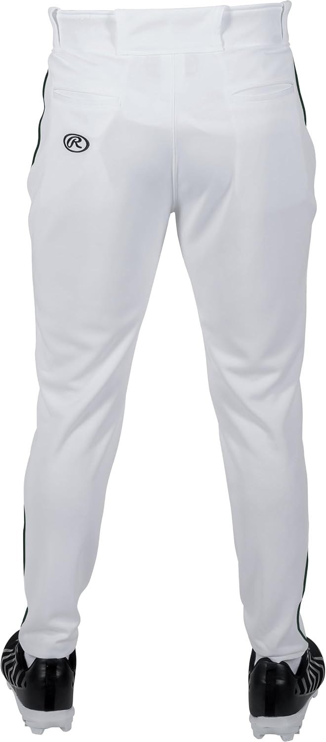 image:imageRawlings Boys Pro 150 Series Baseball Pants  Tapered Jogger Fit  Youth Sizes  Piped  Multiple ColorsWhite  Dark Green