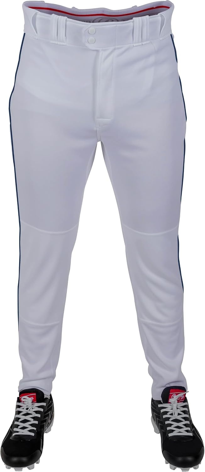 image:imageRawlings Boys Pro 150 Series Baseball Pants  Tapered Jogger Fit  Youth Sizes  Piped  Multiple ColorsWhite  Navy