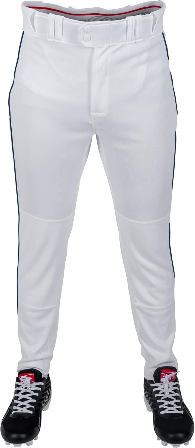 image:imageRawlings Boys Pro 150 Series Baseball Pants  Tapered Jogger Fit  Youth Sizes  Piped  Multiple ColorsWhite  Navy