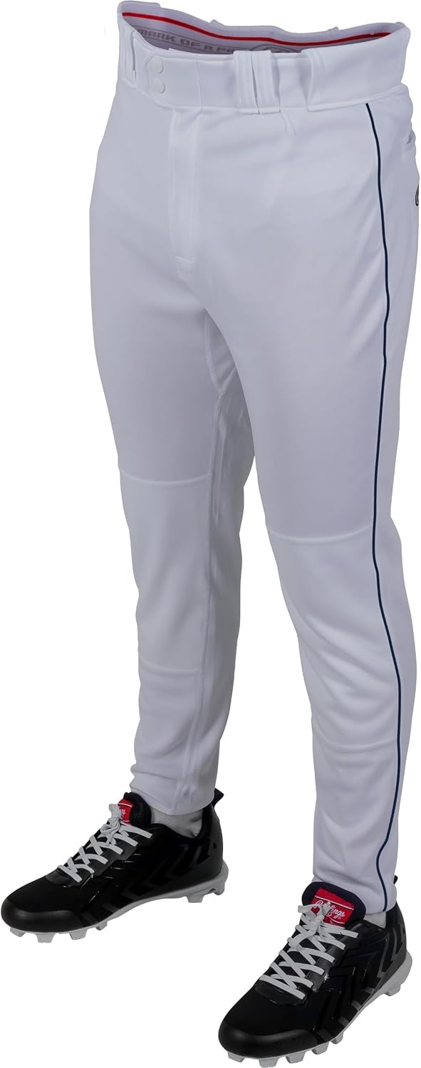 image:imageRawlings Boys Pro 150 Series Baseball Pants  Tapered Jogger Fit  Youth Sizes  Piped  Multiple ColorsWhite  Navy