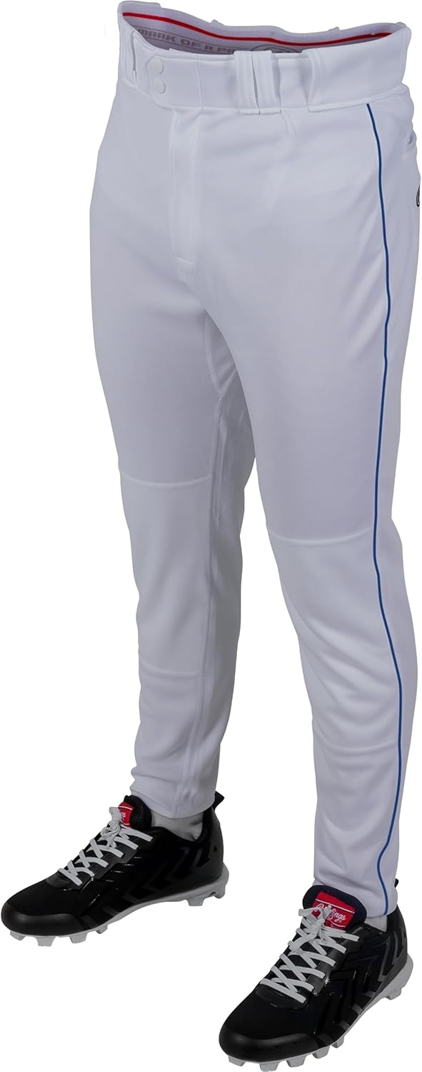 image:imageRawlings Boys Pro 150 Series Baseball Pants  Tapered Jogger Fit  Youth Sizes  Piped  Multiple ColorsWhite  Royal