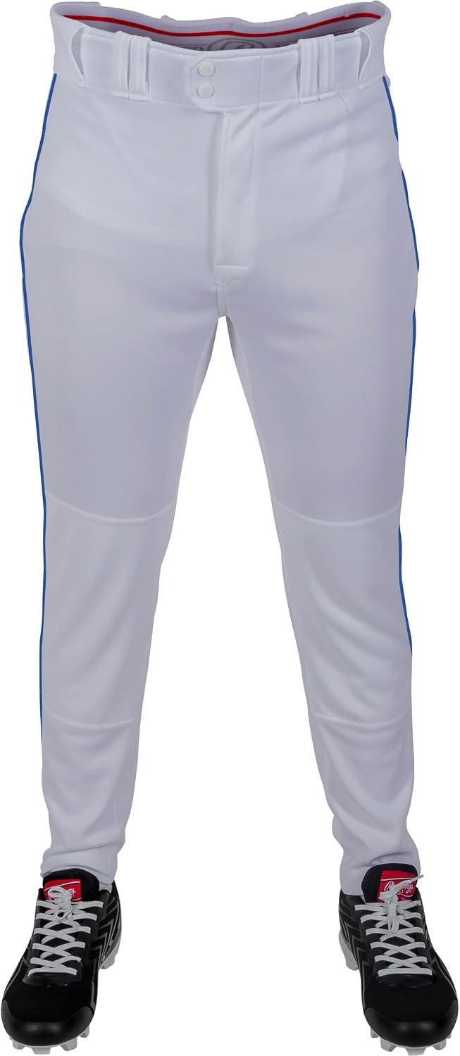 image:imageRawlings Boys Pro 150 Series Baseball Pants  Tapered Jogger Fit  Youth Sizes  Piped  Multiple ColorsWhite  Royal