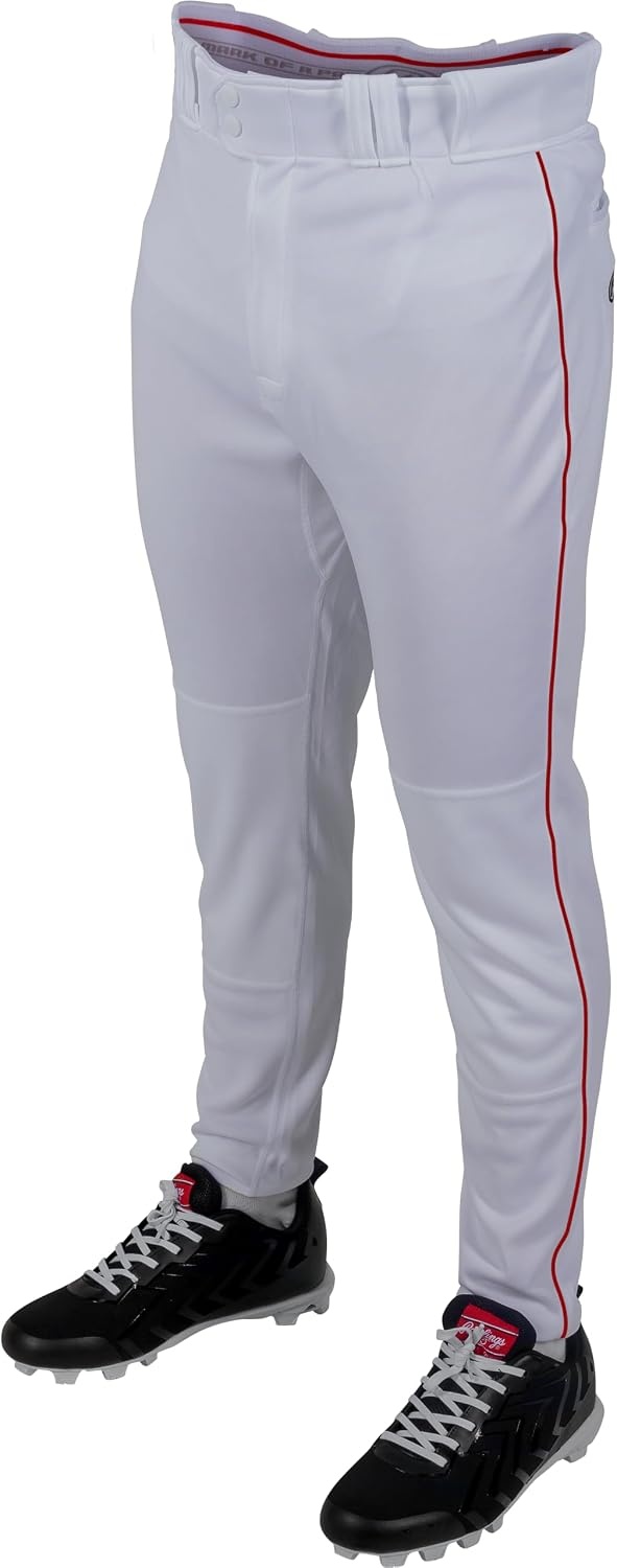 image:imageRawlings Boys Pro 150 Series Baseball Pants  Tapered Jogger Fit  Youth Sizes  Piped  Multiple ColorsWhite  Scarlet