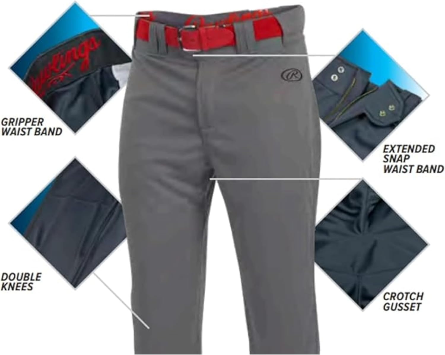 image:imageRawlings Mens Launch Series Baseball Pants  Knicker Fit  Adult Sizes  Solid  Multiple ColorsWhite