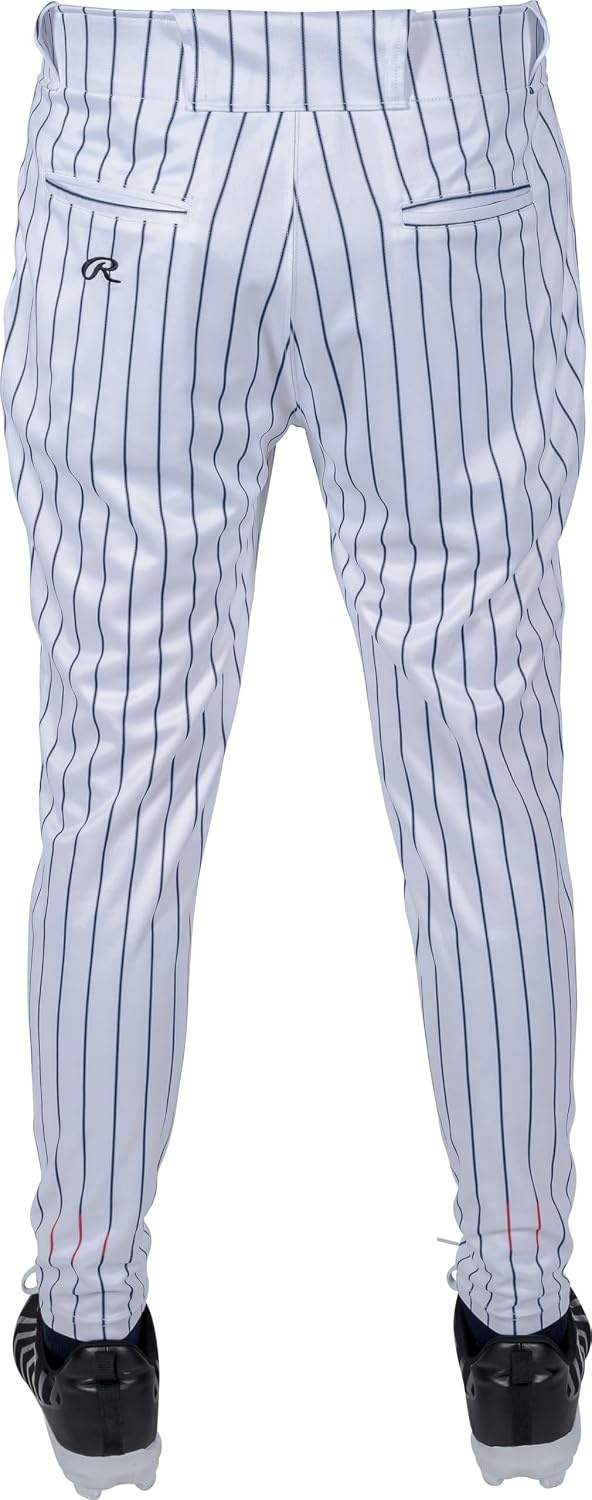 image:imageRawlings Mens Pro 150 Series Baseball Pants  Tapered Jogger Fit  Adult Sizes  Pinstripe  Multiple ColorsWhite  Navy