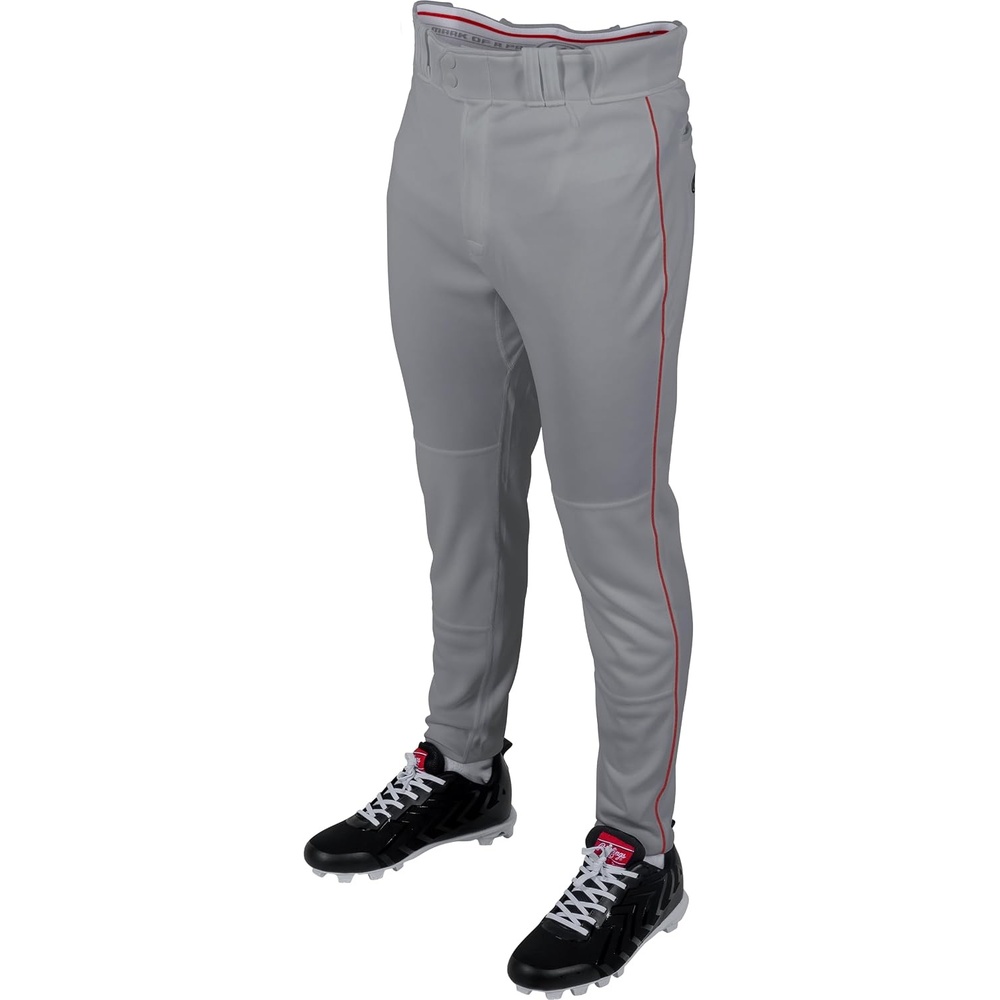 image:imageRawlings Boys Pro 150 Series Baseball Pants  Tapered Jogger Fit  Youth Sizes  Piped  Multiple ColorsGrey  Scarlet