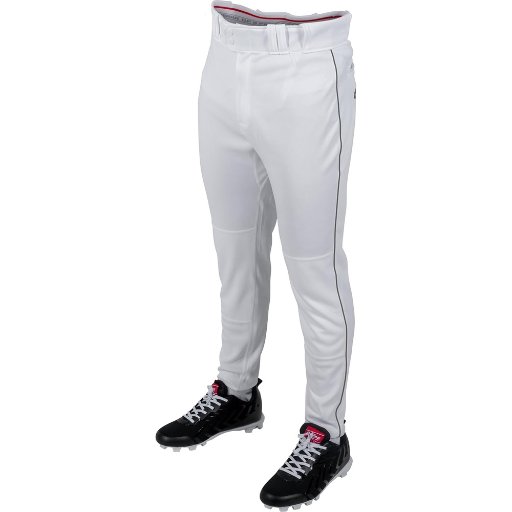 image:imageRawlings Boys Pro 150 Series Baseball Pants  Tapered Jogger Fit  Youth Sizes  Piped  Multiple ColorsWhite  Dark Green