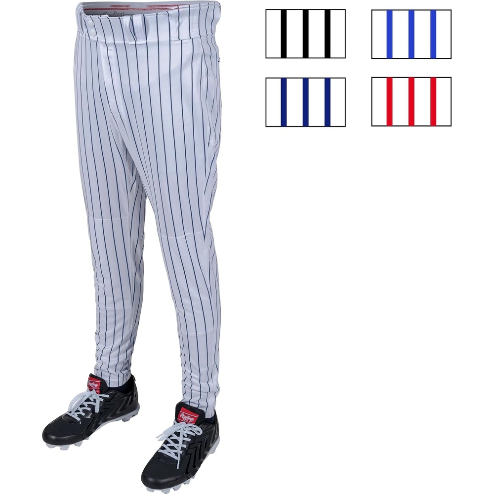 image:imageRawlings Mens Pro 150 Series Baseball Pants  Tapered Jogger Fit  Adult Sizes  Pinstripe  Multiple ColorsWhite  Navy