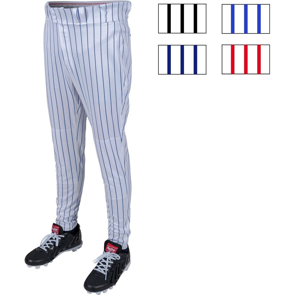 image:imageRawlings Mens Pro 150 Series Baseball Pants  Tapered Jogger Fit  Adult Sizes  Pinstripe  Multiple ColorsWhite  Royal