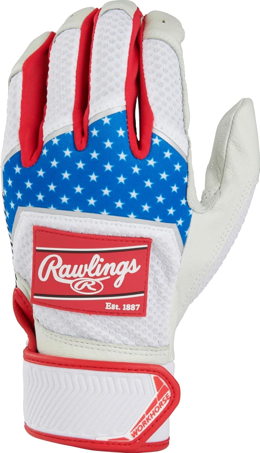 image:imageRawlings  Workhorse Baseball Batting Gloves  Adult  Multiple ColorsUSA