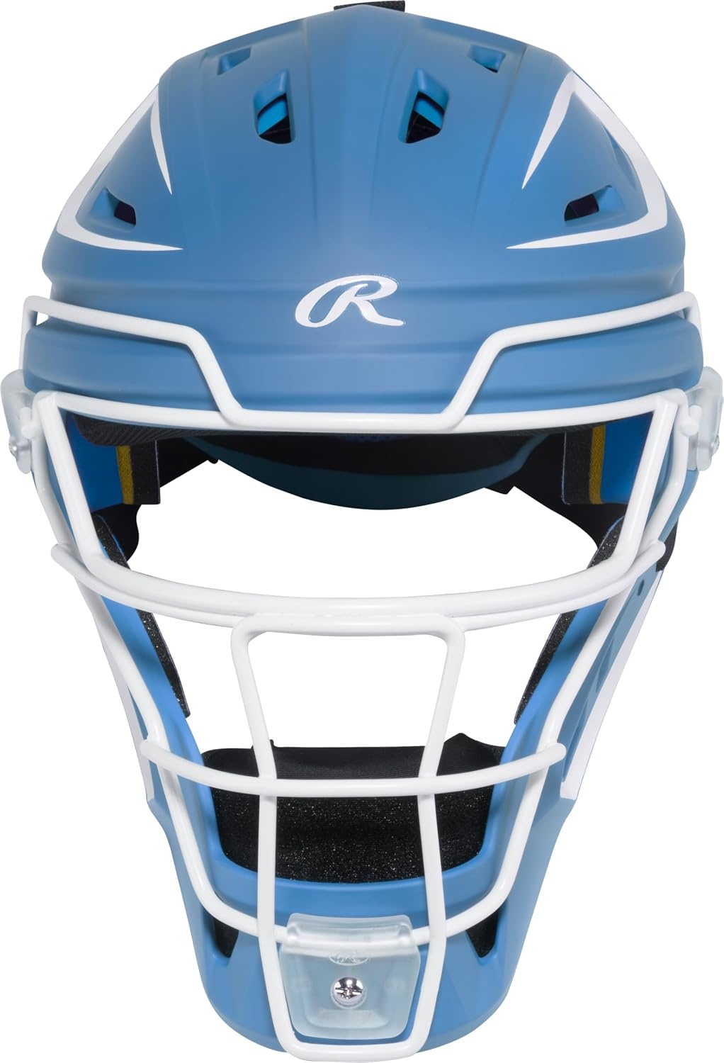 image:imageRawlings Rawlings  MACH PRO Series Catchers Helmet  Baseball  NOCSAE Certified  Junior amp Senior Sizing  Multiple ColorsColumbia Blue  White