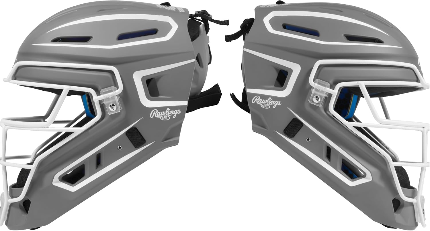 image:imageRawlings Rawlings  MACH PRO Series Catchers Helmet  Baseball  NOCSAE Certified  Junior amp Senior Sizing  Multiple ColorsGraphite  White