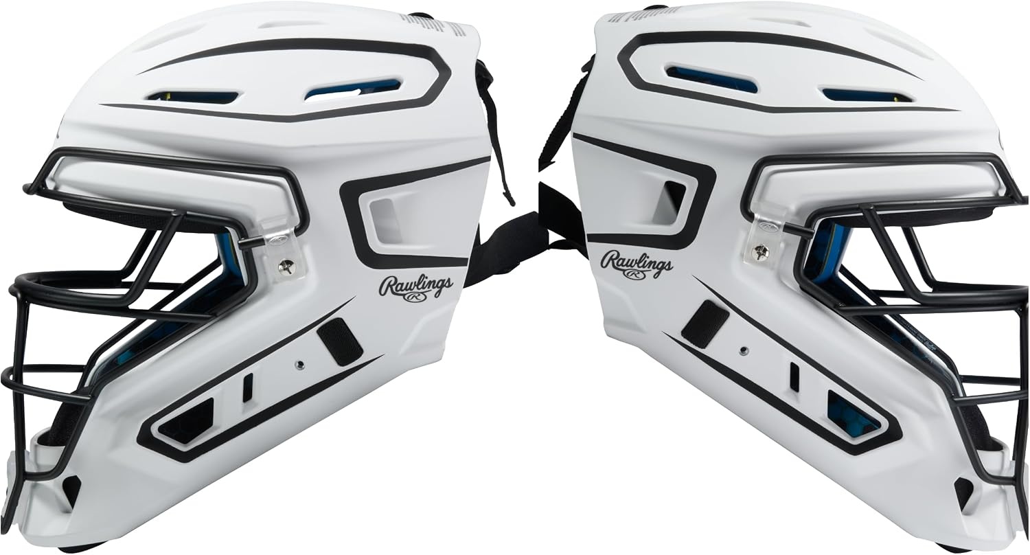 image:imageRawlings Rawlings  MACH PRO Series Catchers Helmet  Baseball  NOCSAE Certified  Junior amp Senior Sizing  Multiple ColorsWhite  Black