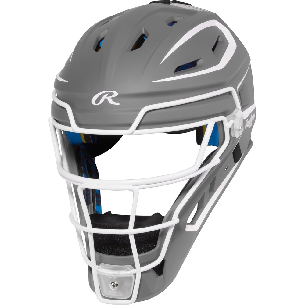 image:imageRawlings Rawlings  MACH PRO Series Catchers Helmet  Baseball  NOCSAE Certified  Junior amp Senior Sizing  Multiple ColorsGraphite  White