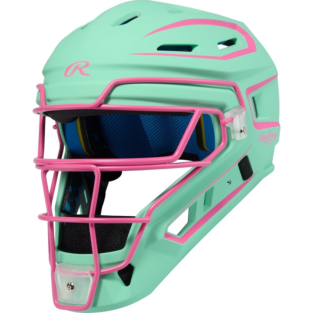 image:imageRawlings Rawlings  MACH PRO Series Catchers Helmet  Baseball  NOCSAE Certified  Junior amp Senior Sizing  Multiple ColorsMint  Pink