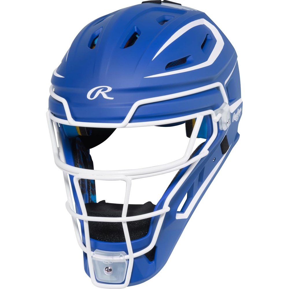 image:imageRawlings Rawlings  MACH PRO Series Catchers Helmet  Baseball  NOCSAE Certified  Junior amp Senior Sizing  Multiple ColorsRoyal  White