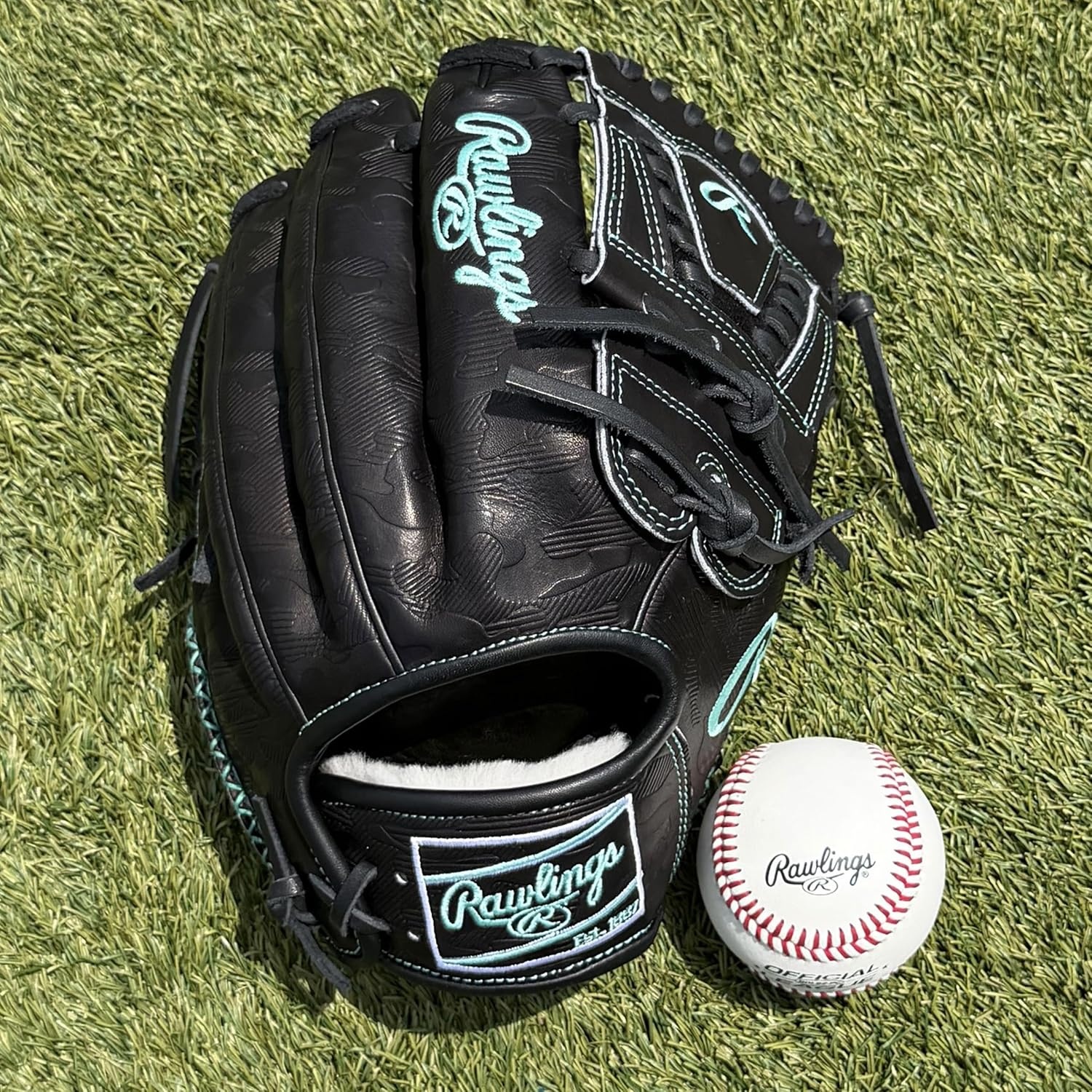 image:imageRawlings Pro Preferred Infield Baseball Gloves  Multiple Sizes amp ColorsdeGrom  Black  Mint  Laced 2Piece Web